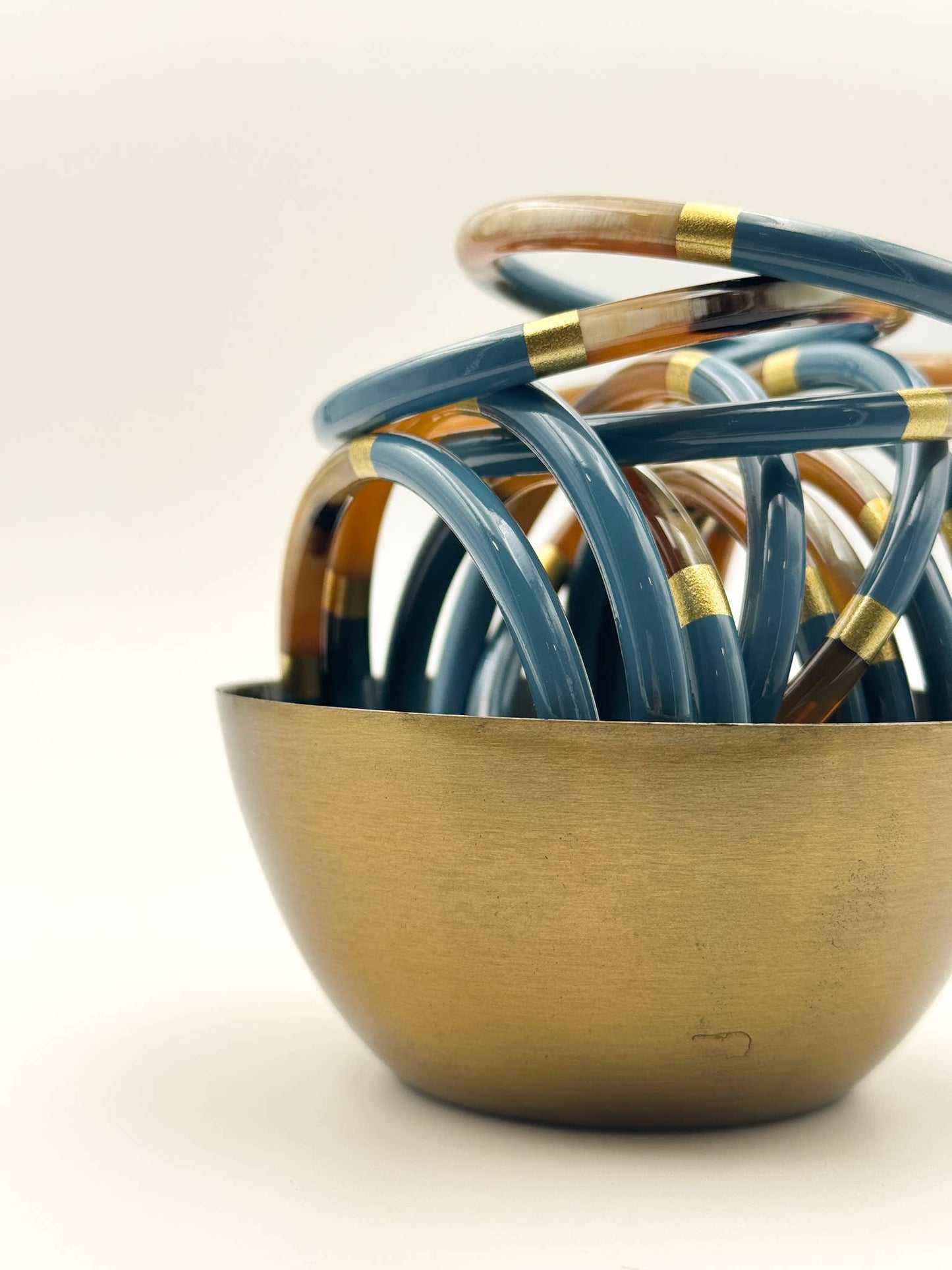 Lacquered Bangle - Teal Blue & Gold