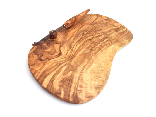 Handmade Olive Wood Cheese Board With Knife