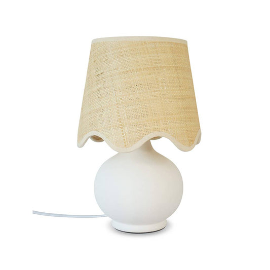 White Table Lamp With Scalloped Shade