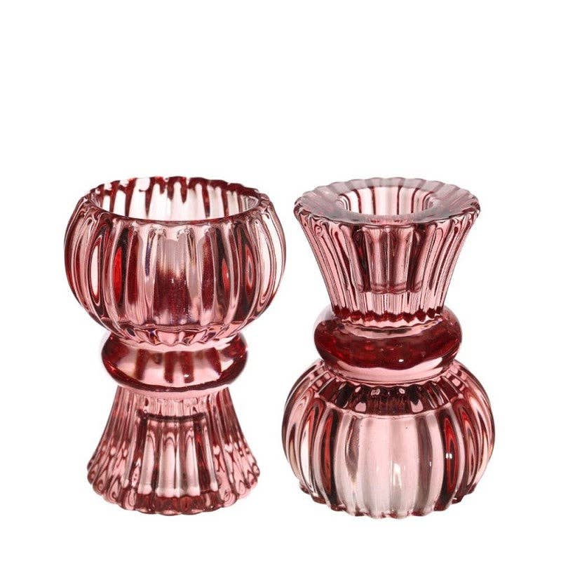 Nora Glass Candle Holder - Blush Pink