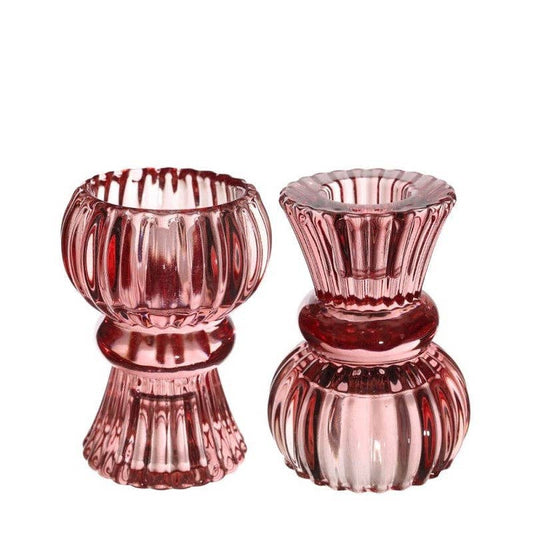 Nora Glass Candle Holder - Blush Pink