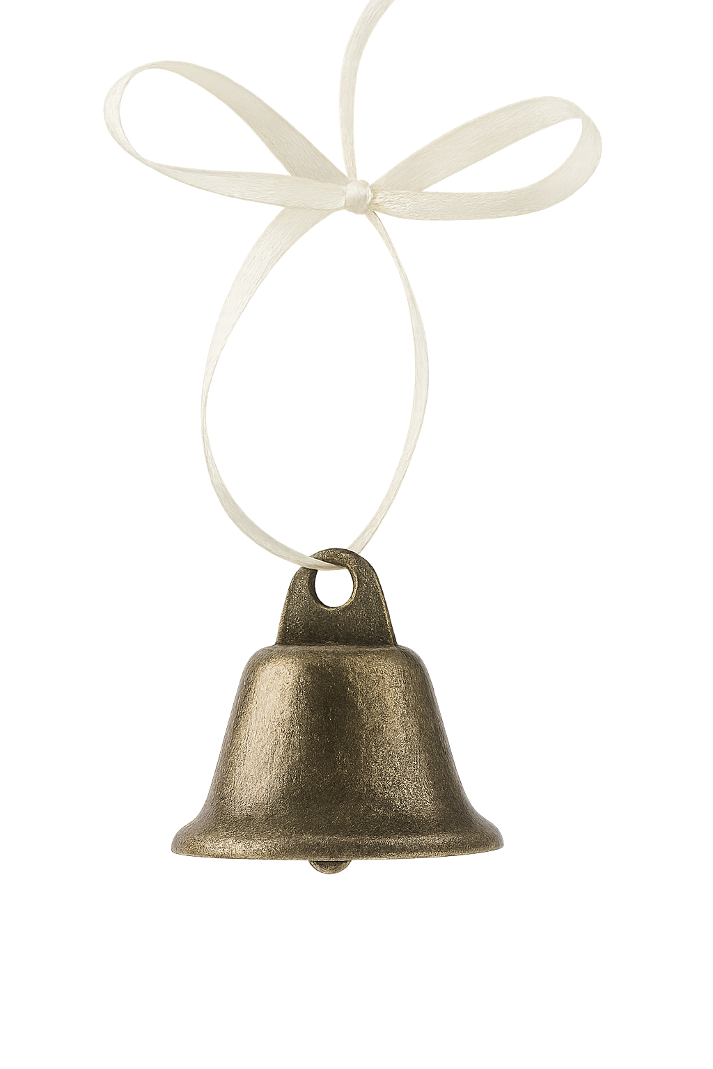 Antique-Style Bronze Mini Bell with Ivory Ribbon - Set Of 6