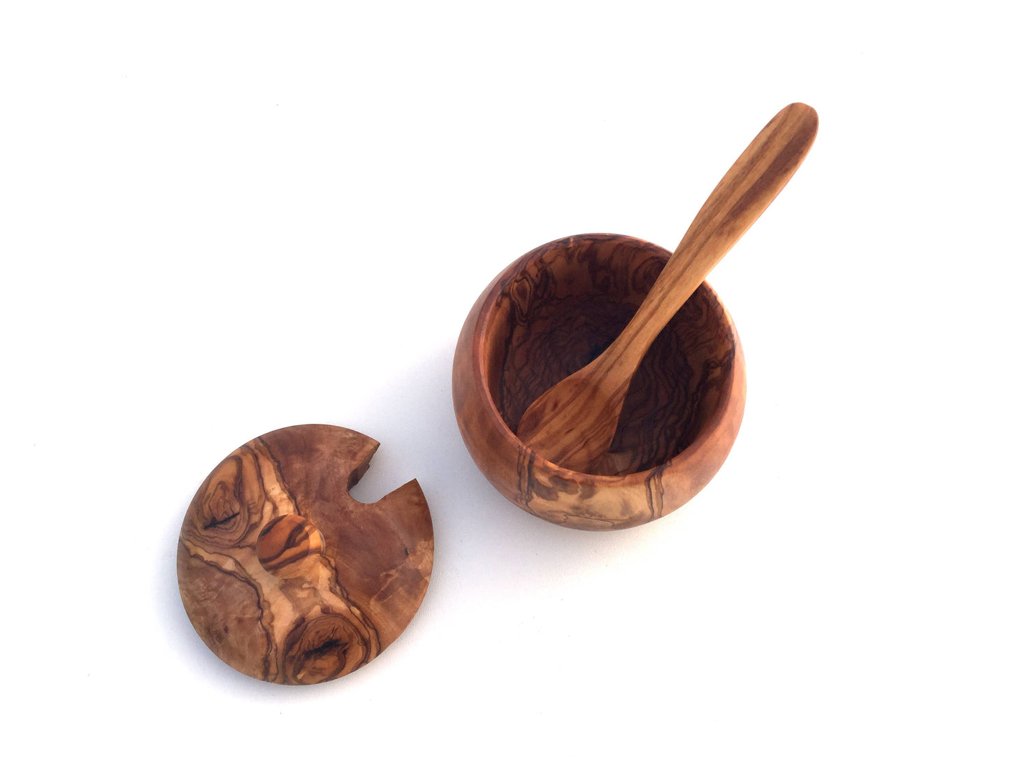Olive Wood Lidded Salt/Sugar Bowl