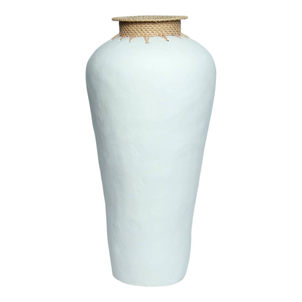 'Longa' Terracotta & Rattan Vase