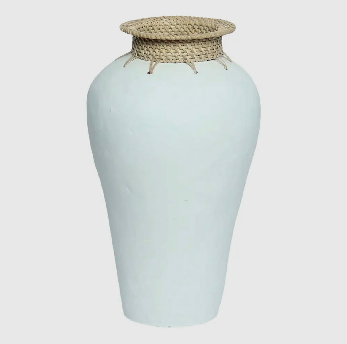 'Longa' Terracotta & Rattan Vase