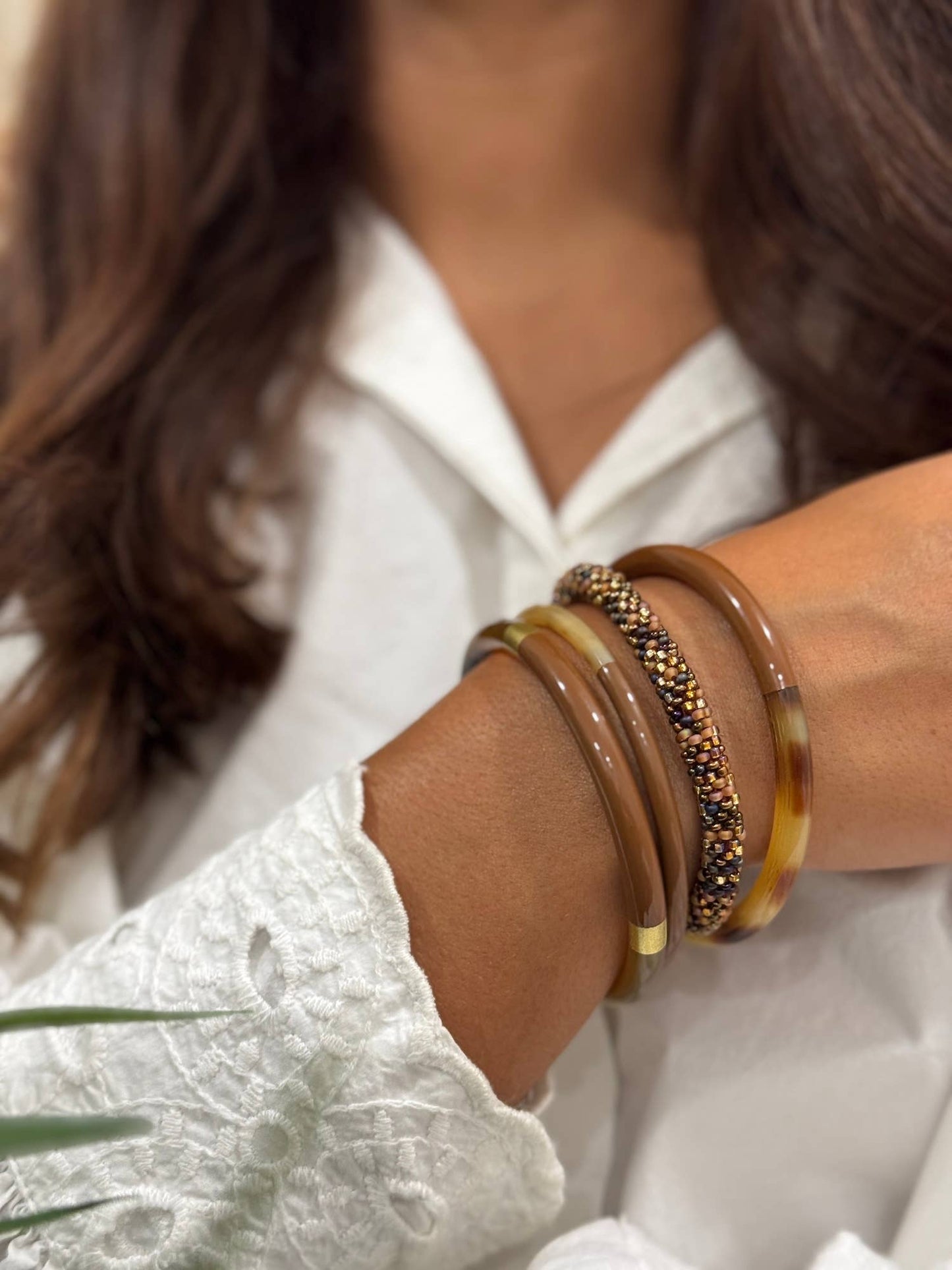 Lacquered Bangle - Milk Chocolate & Gold