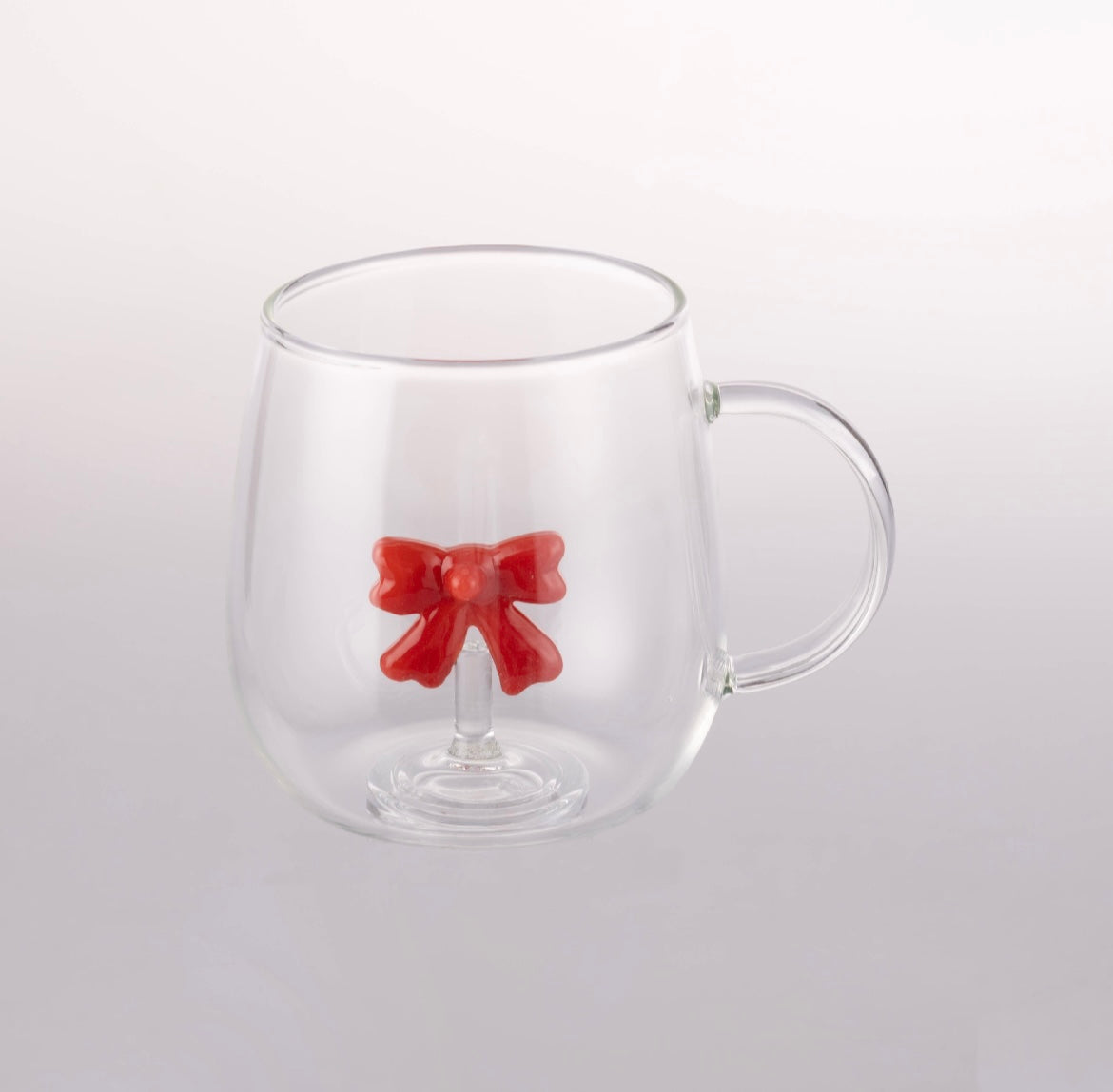 Glass Serving Jug & Mug With Suspended Red Bow