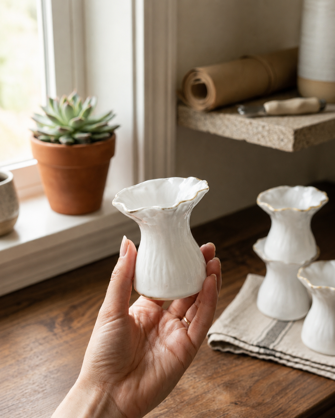 Ondine White Bud Vase