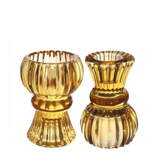 Nora Glass Candle Holder - Ochre