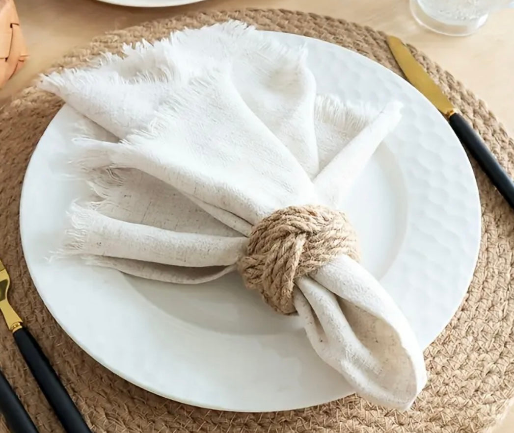 Woven Jute Napkin Ring - Set Of 4