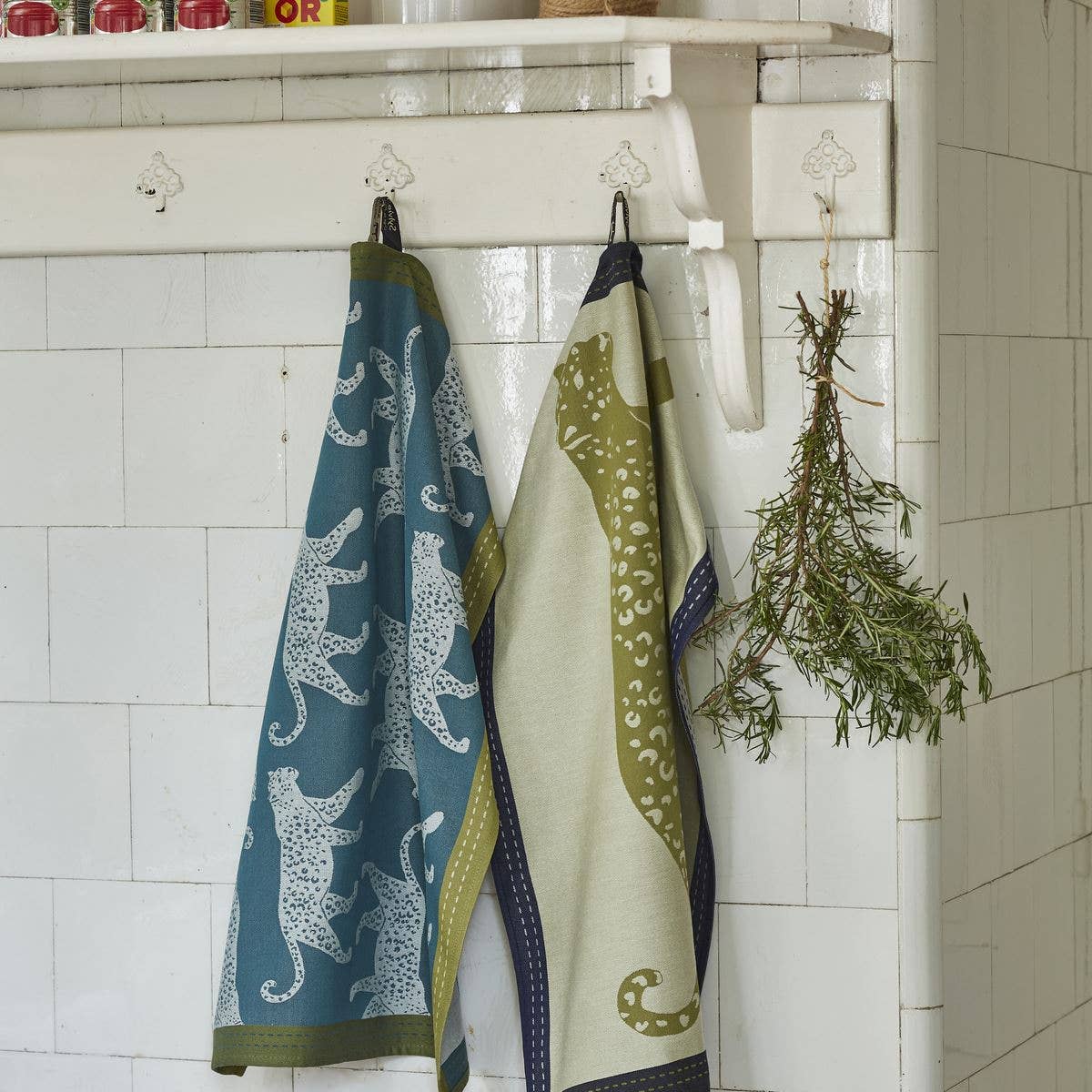 Cotton Tea Towel - Leo in Khaki