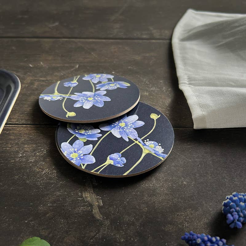 Blue Anemone Coasters - Set of Four