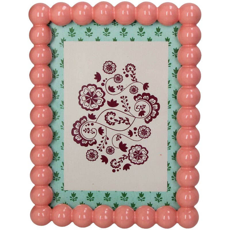 Peach Beaded Photo Frame