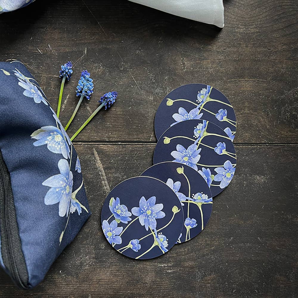 Blue Anemone Coasters - Set of Four