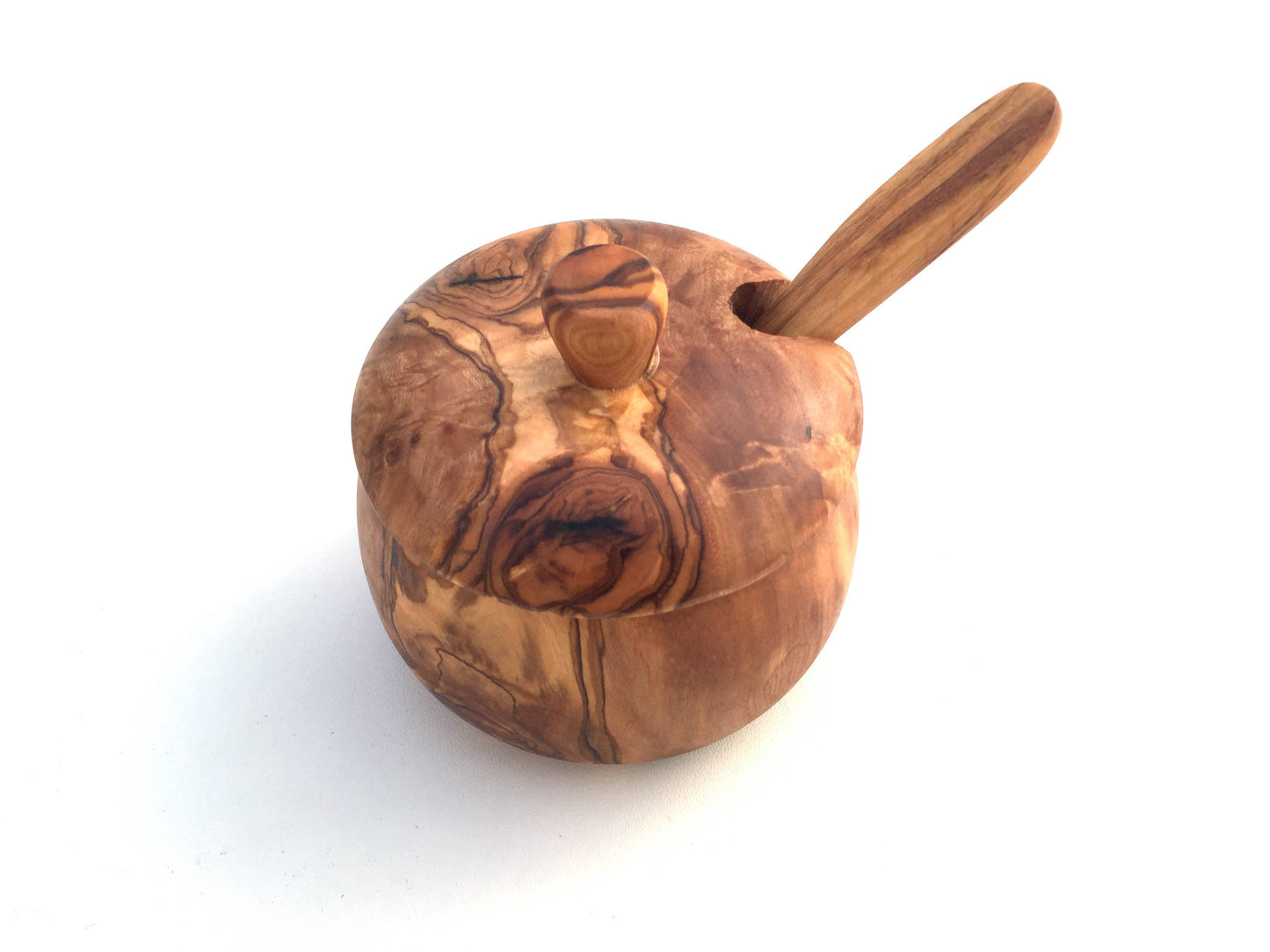 Olive Wood Lidded Salt/Sugar Bowl