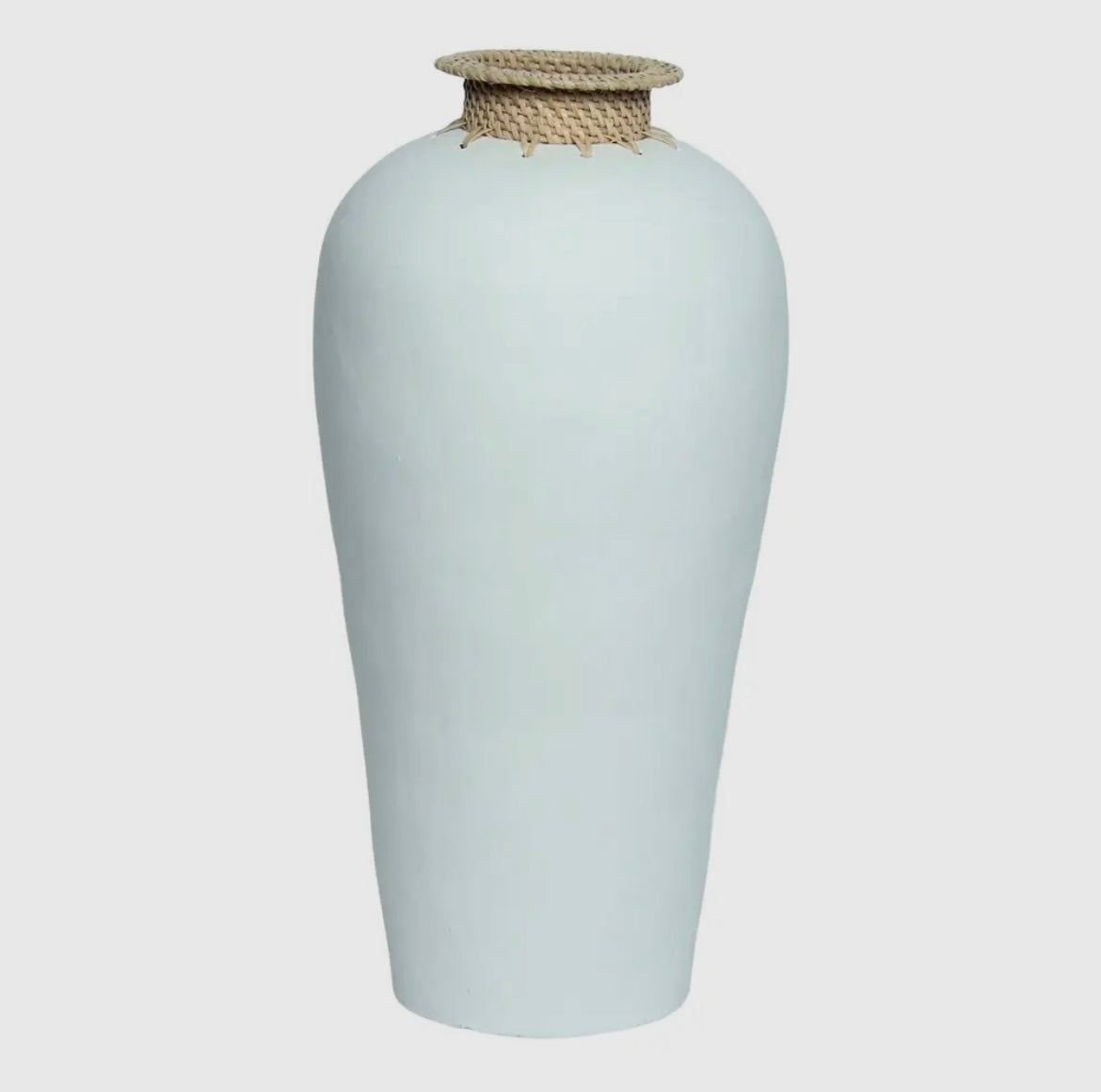 'Longa' Terracotta & Rattan Vase