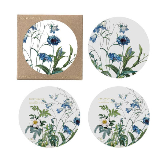 Blue Flower Garden Coasters - Set of Four