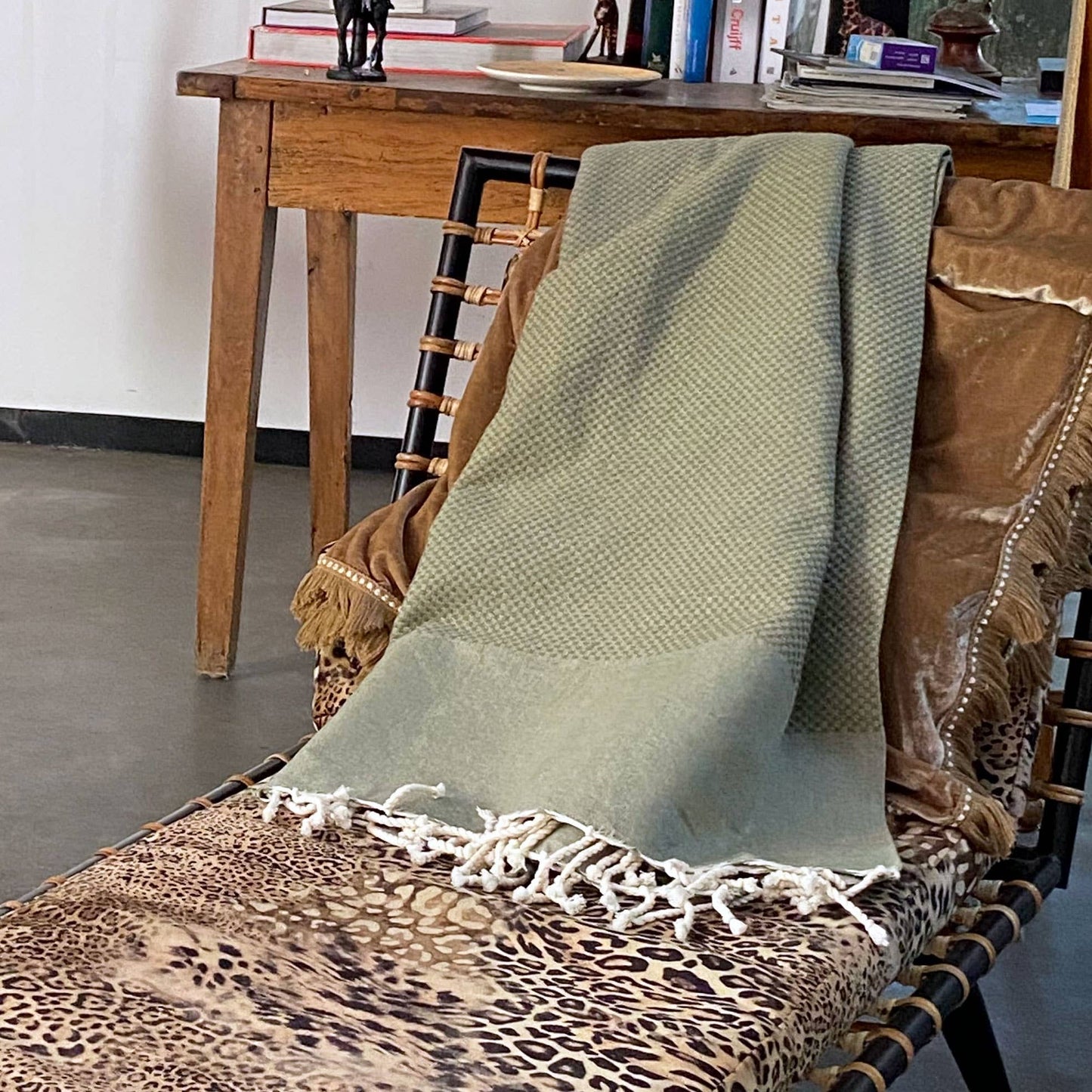 Olive Green Honeycomb Throw / Bed Cover