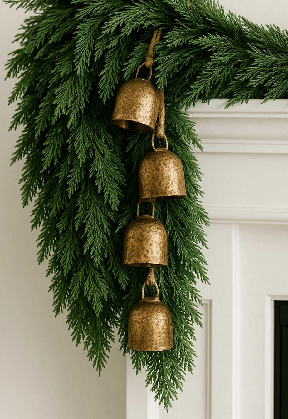 Set of Four Antiqued Brass Cow Bells