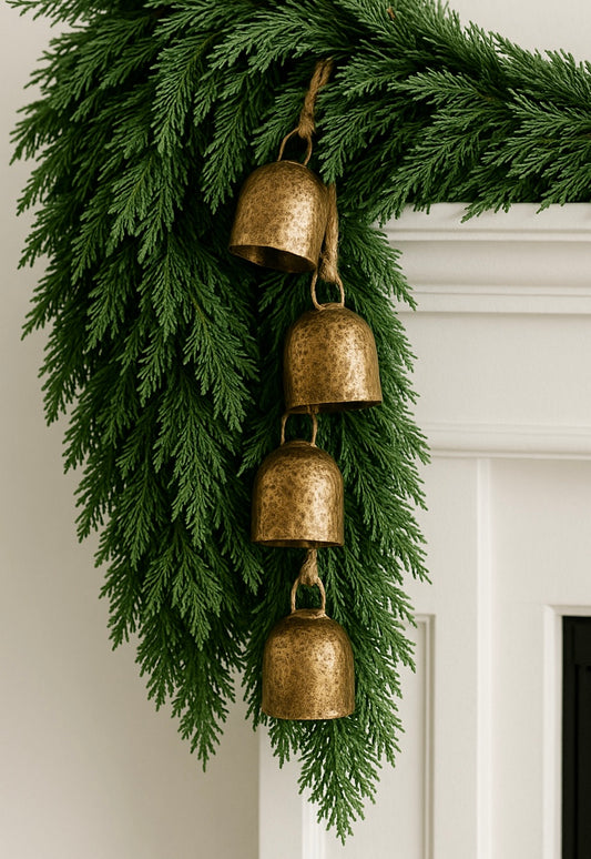 Set of Four Antiqued Brass Cow Bells