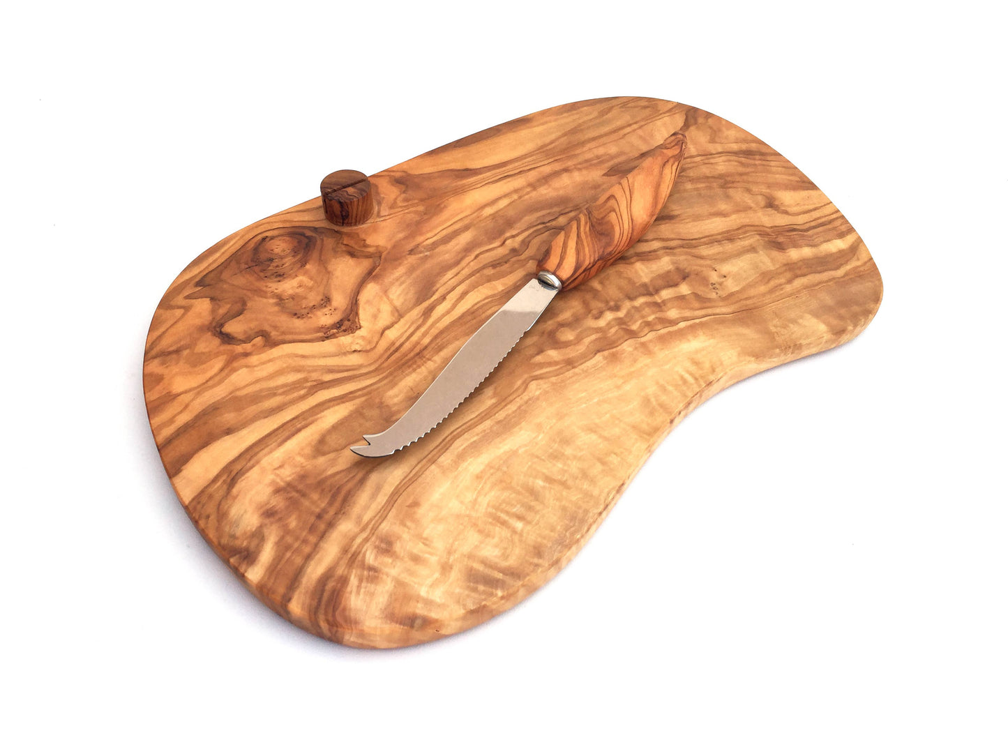 Handmade Olive Wood Cheese Board With Knife