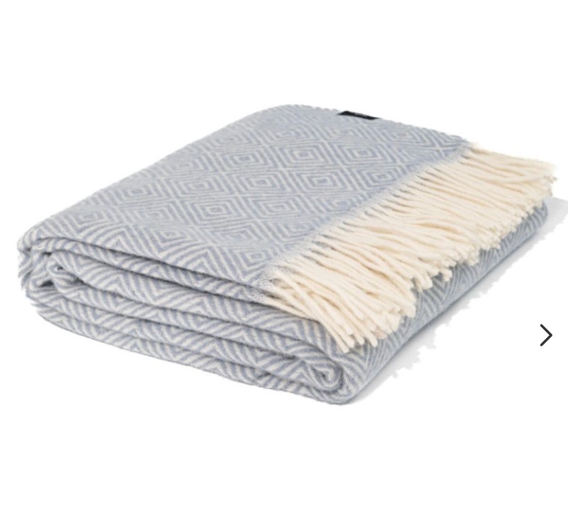 Wool Throw - Light Blue