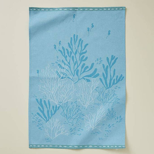 Cotton Jacquard Tea Towel - Turquoise Ocaen