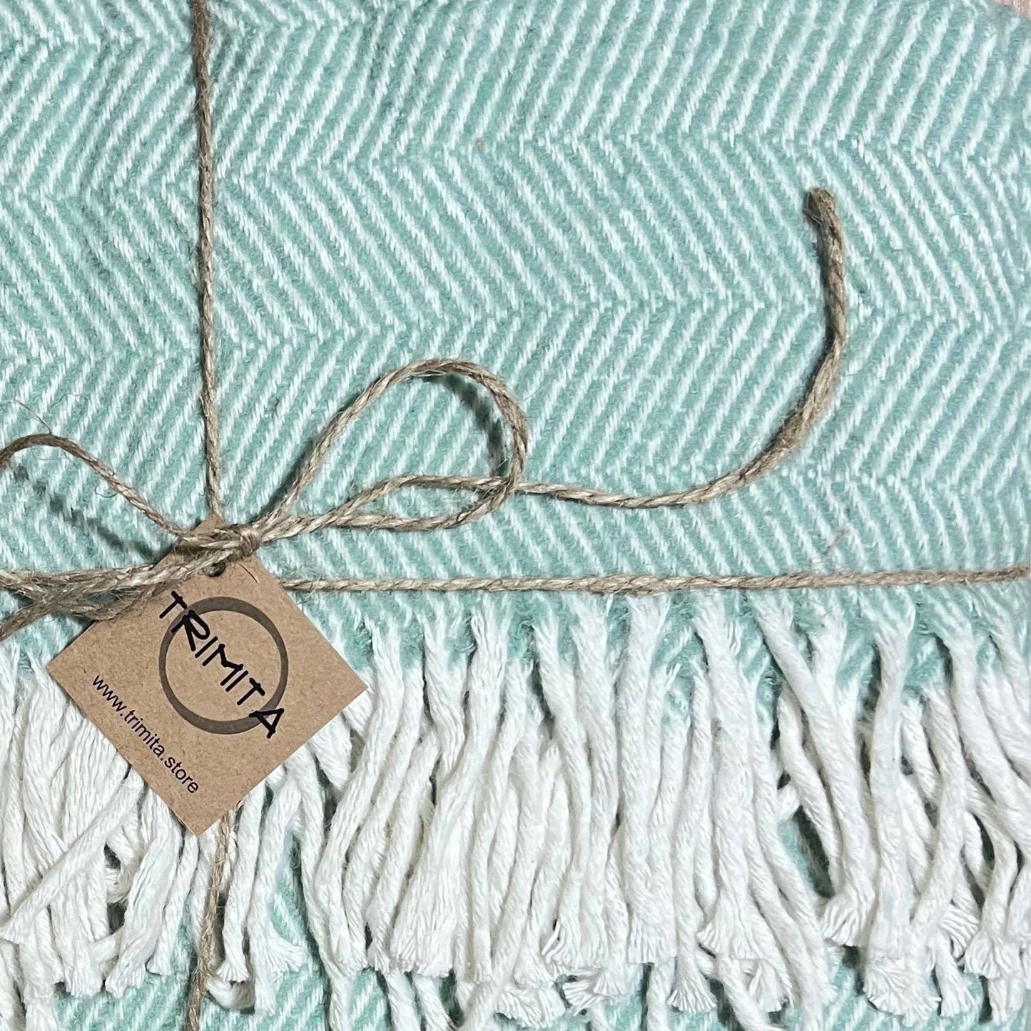 Herringbone Throw Blanket - Mint