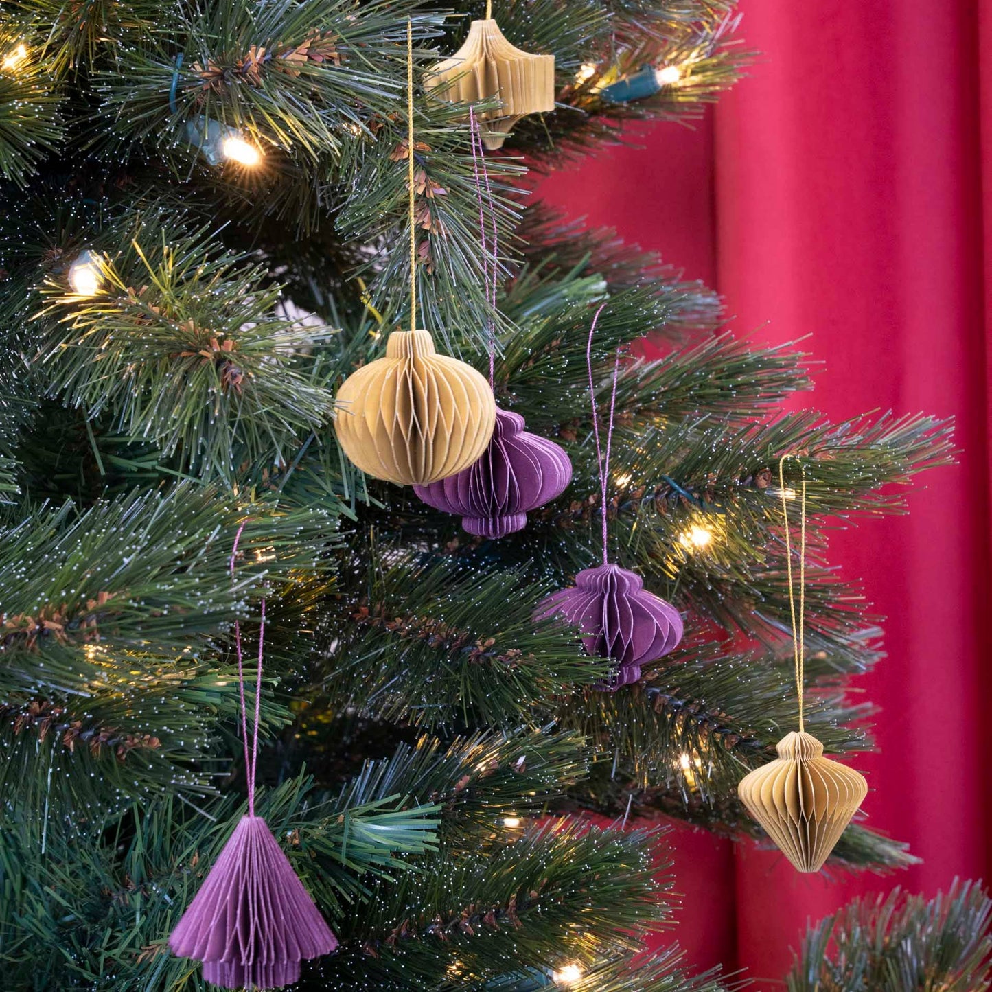 Hanging Honeycomb Paper Ornaments - Set of 6