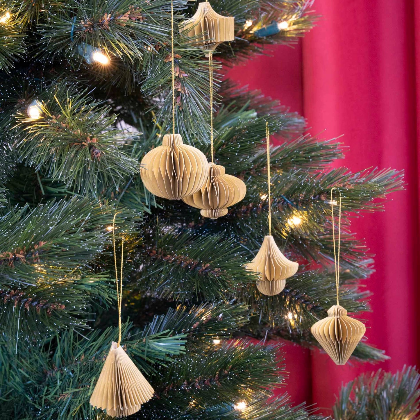 Hanging Honeycomb Paper Ornaments - Set of 6