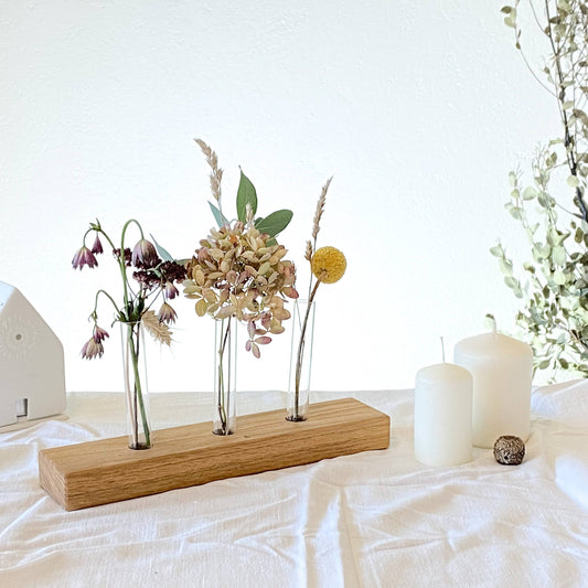 Oak & Glass Flower Vase