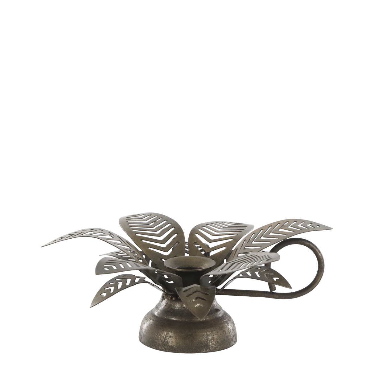 Brass Leaf Dinner Candle Holder