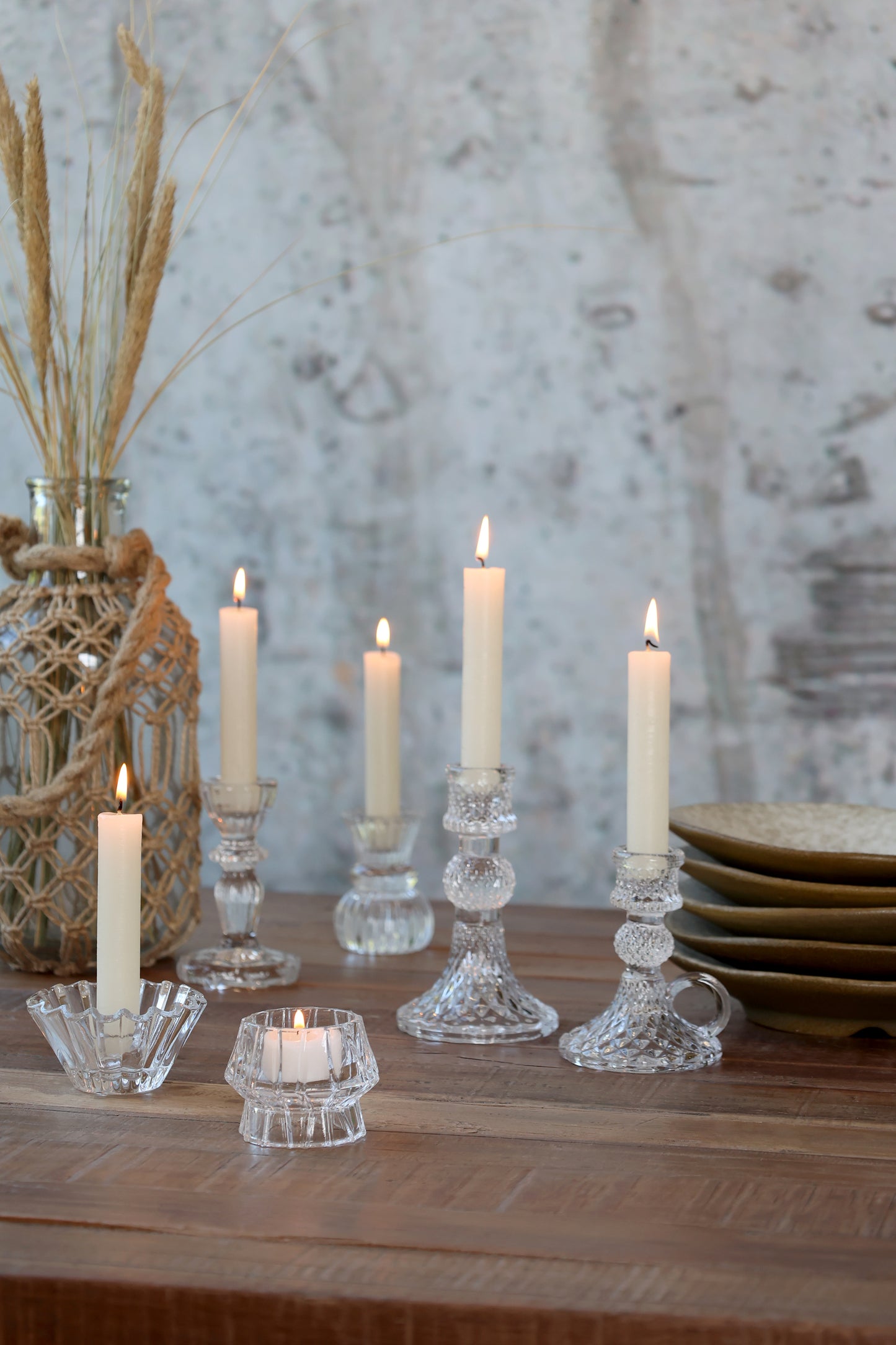 Faceted Glass Candle Holder