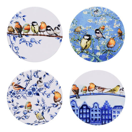 Delft Blue Coasters Set - Forest Birds