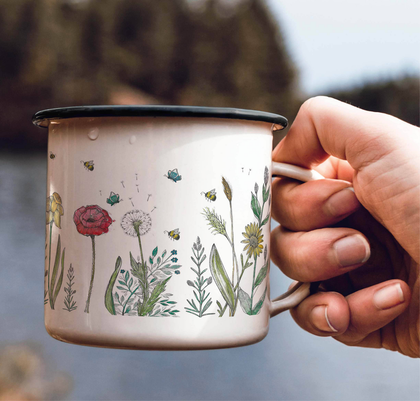 Enamel mug - flower meadow