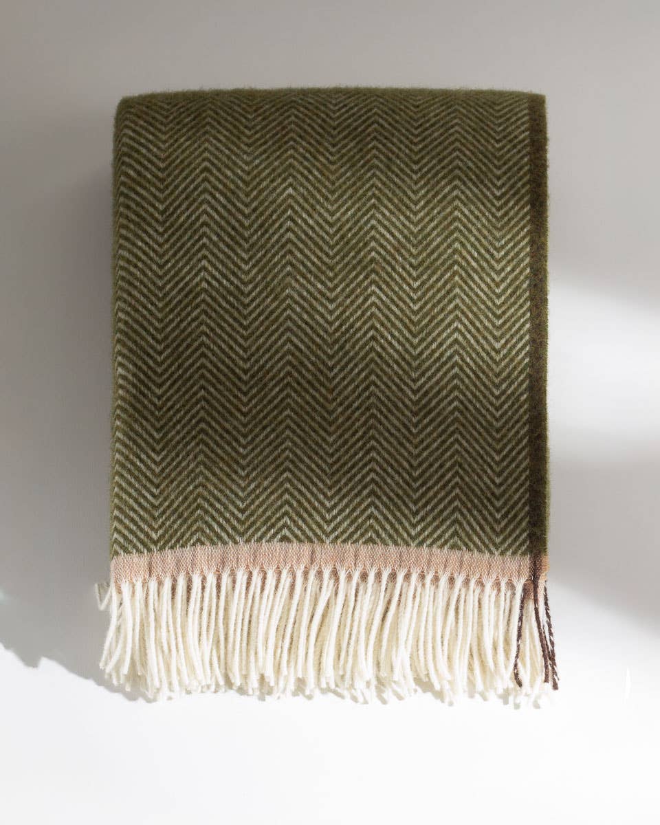 Denver Throw Blanket in Olive Green