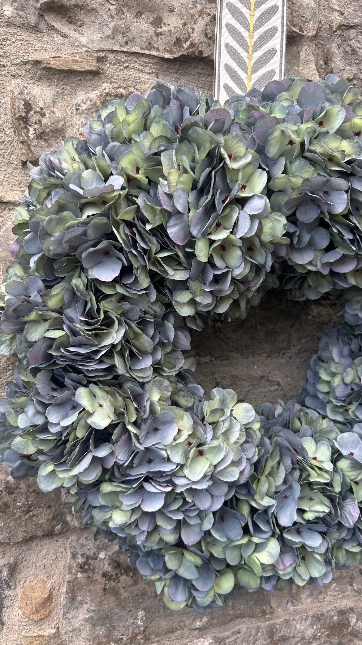 Silk Hydrangea Wreath in Blue Green
