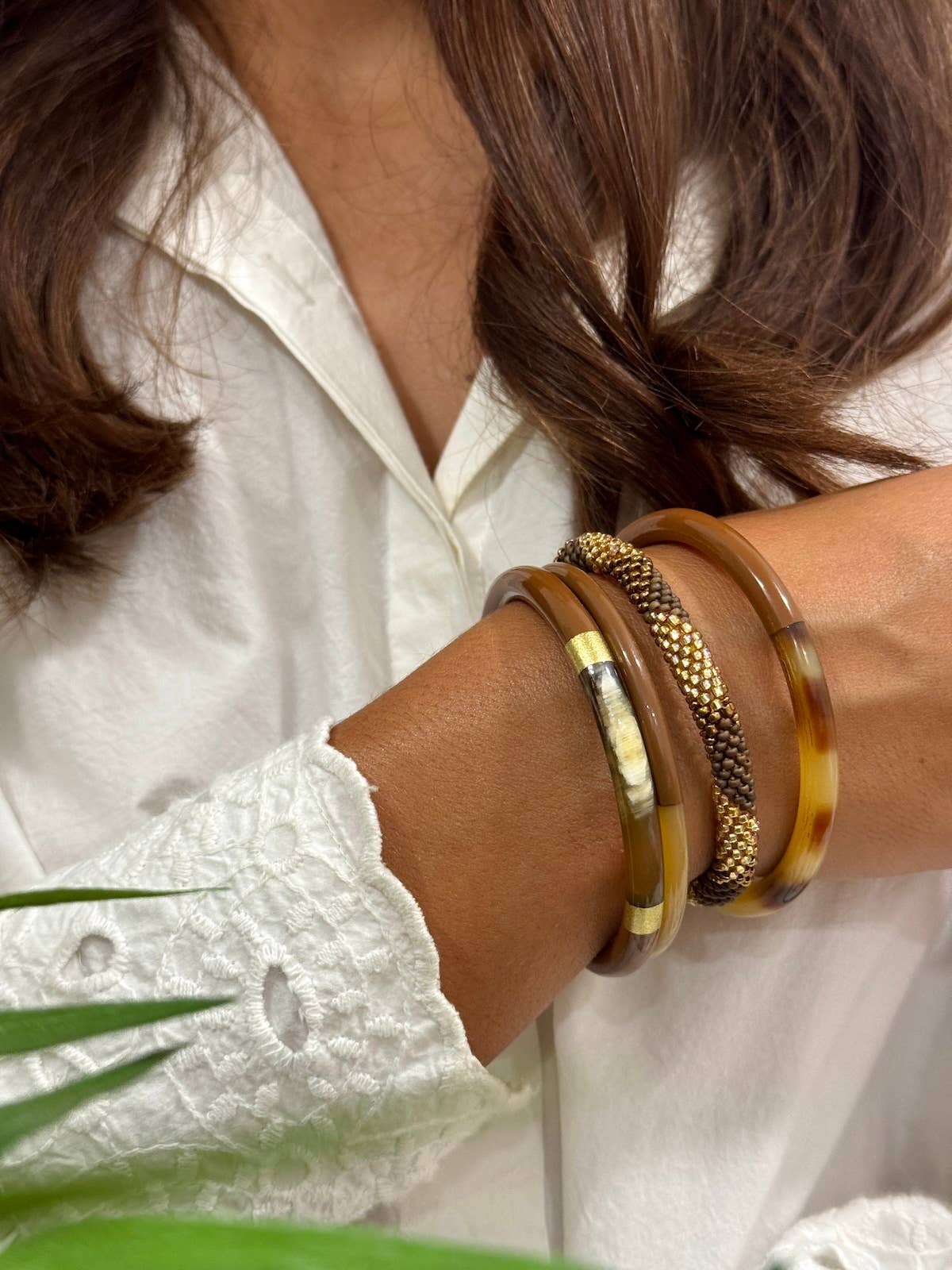 Lacquered Bangle - Milk Chocolate & Gold