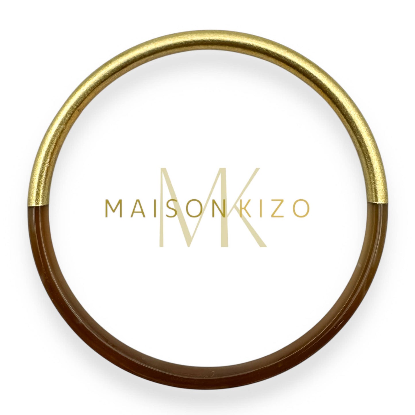 Thin Lacquered Resin Bangle - Gold & Brown