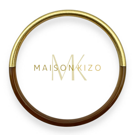 Thin Lacquered Resin Bangle - Gold & Brown