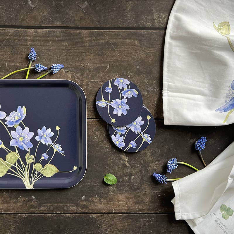 Blue Anemone Coasters - Set of Four