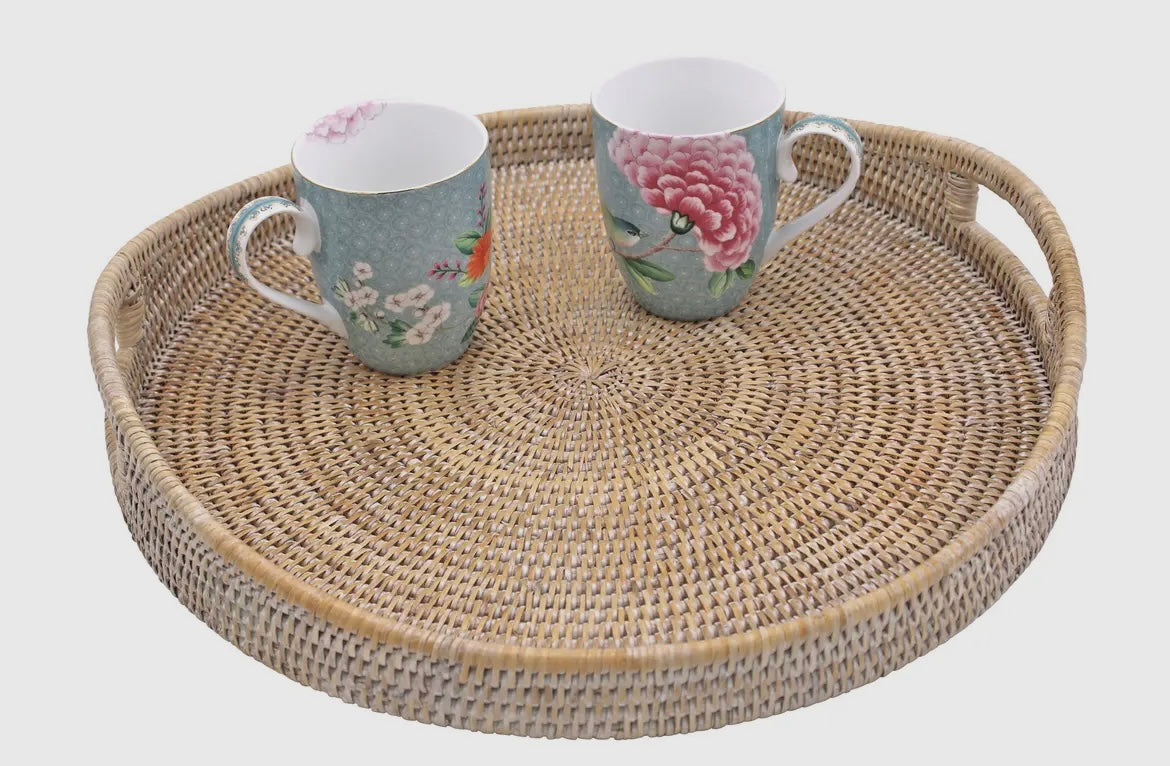 White Rattan Tray (two sizes)