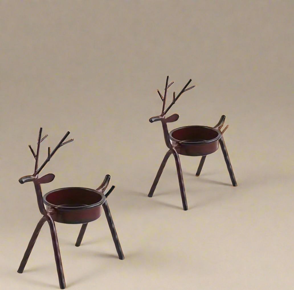Reindeer Iron Tealight Holder - Set of 2