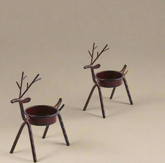Reindeer Iron Tealight Holder - Set of 2