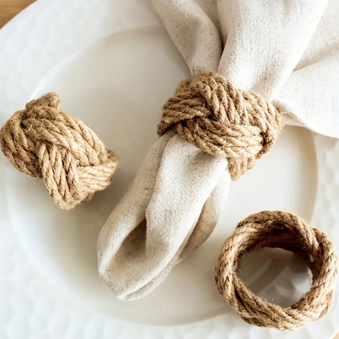 Woven Jute Napkin Ring - Set Of 4