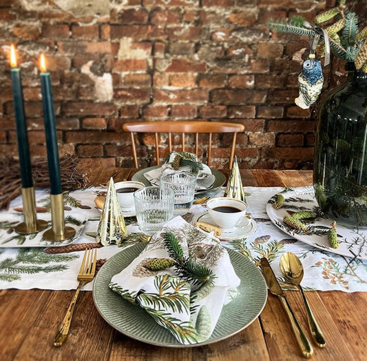 Linen Table Runner - Pine Trees