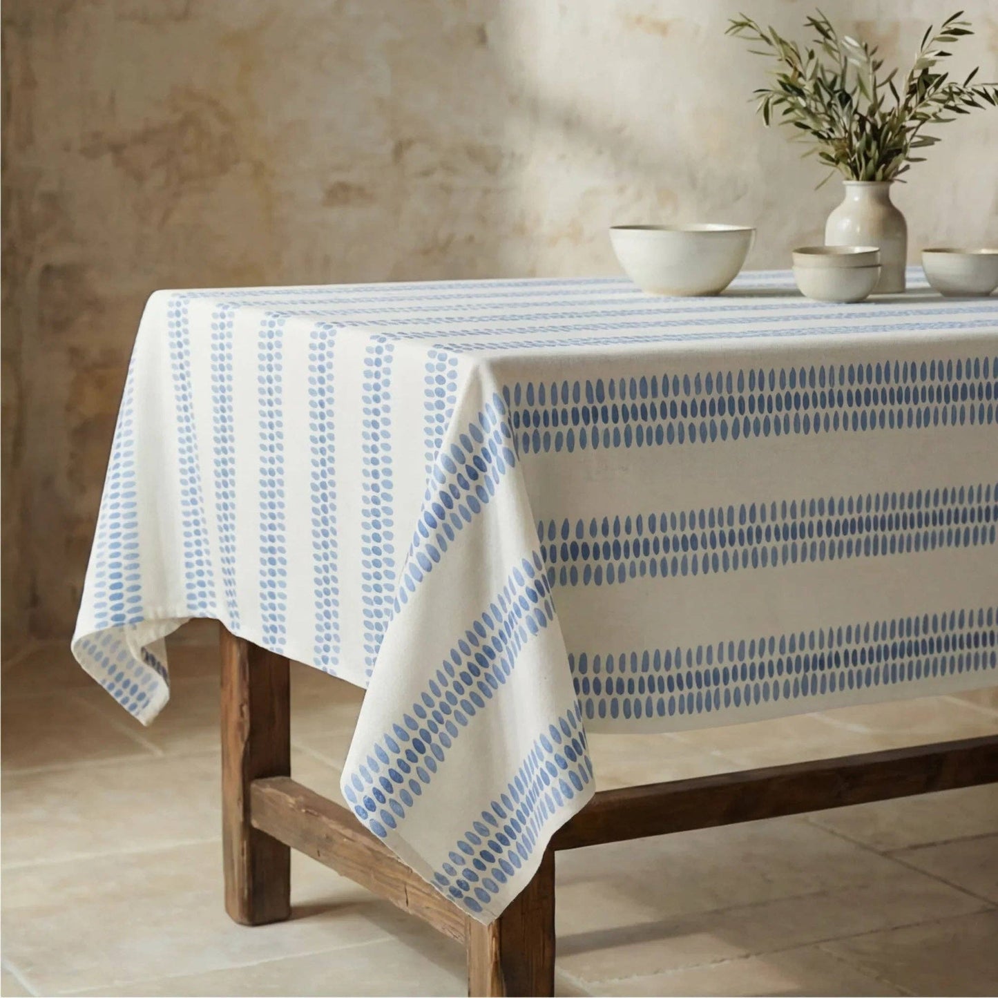 Azure Waterproof Cotton Tablecloth