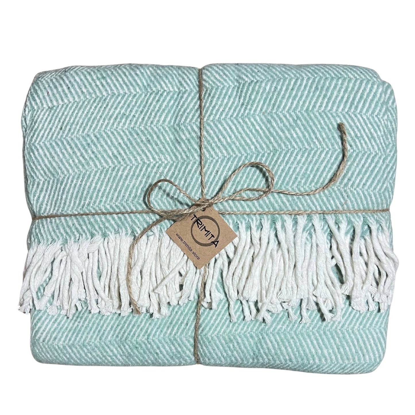Herringbone Throw Blanket - Mint