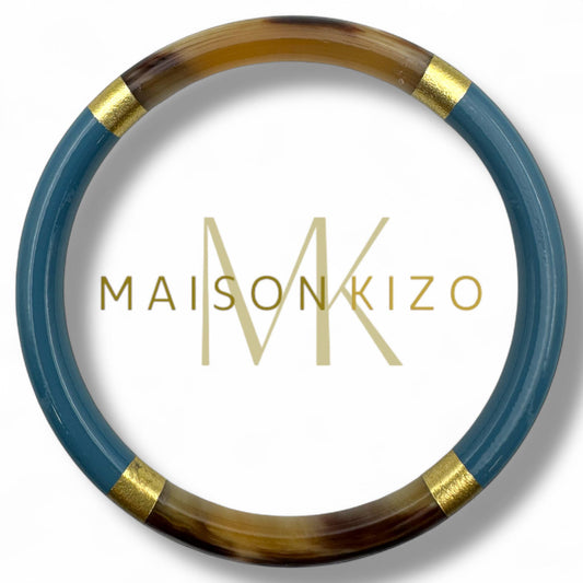Lacquered Bangle - Teal Blue & Gold