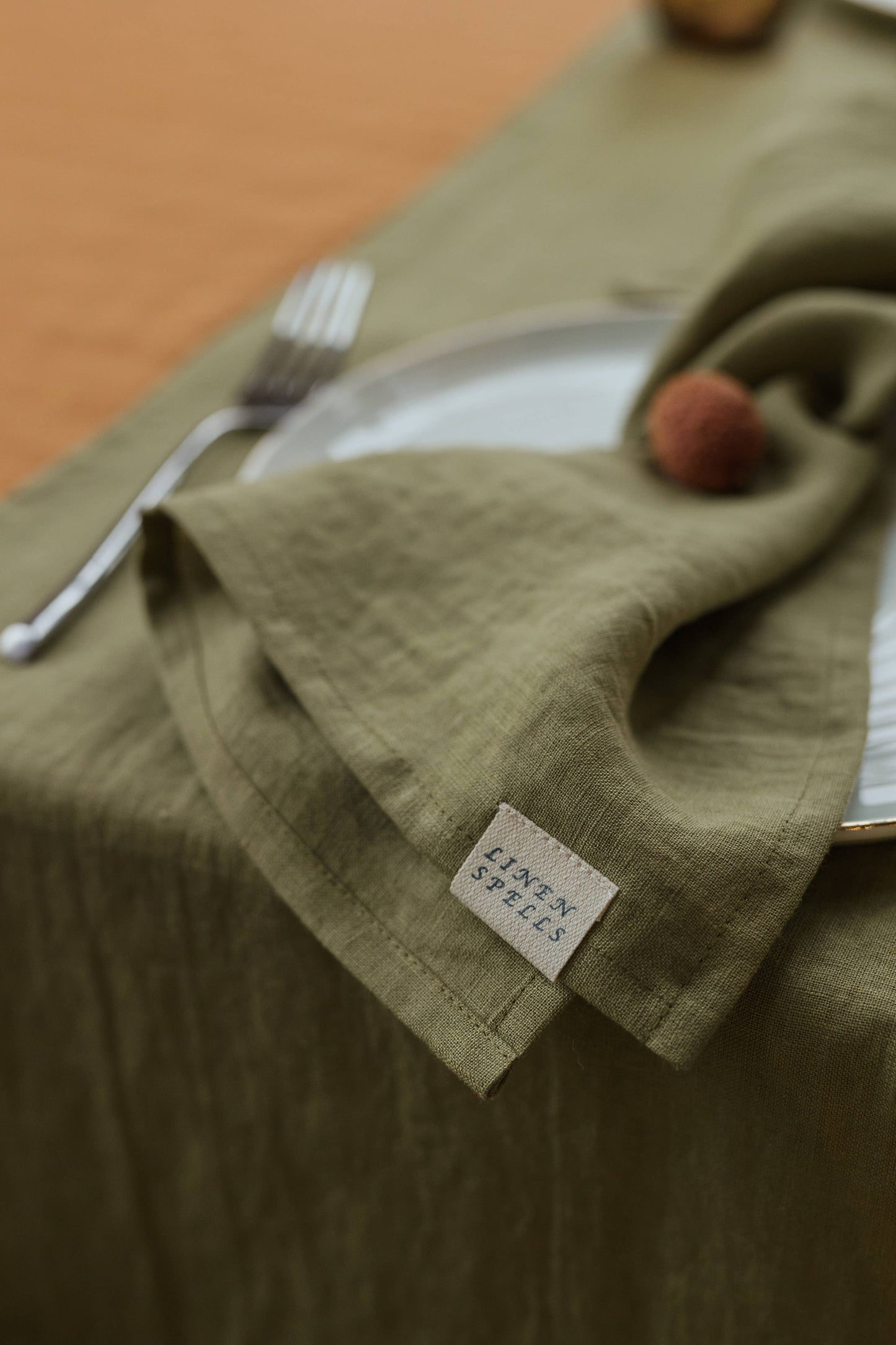 Olive Green Linen Napkin - Set Of 2